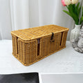 Storage Basket Cable Management Box Rattan Cord Organizer Box Cords Hider Under Desk Cable Management For Power Strip Computer Router USB Hu