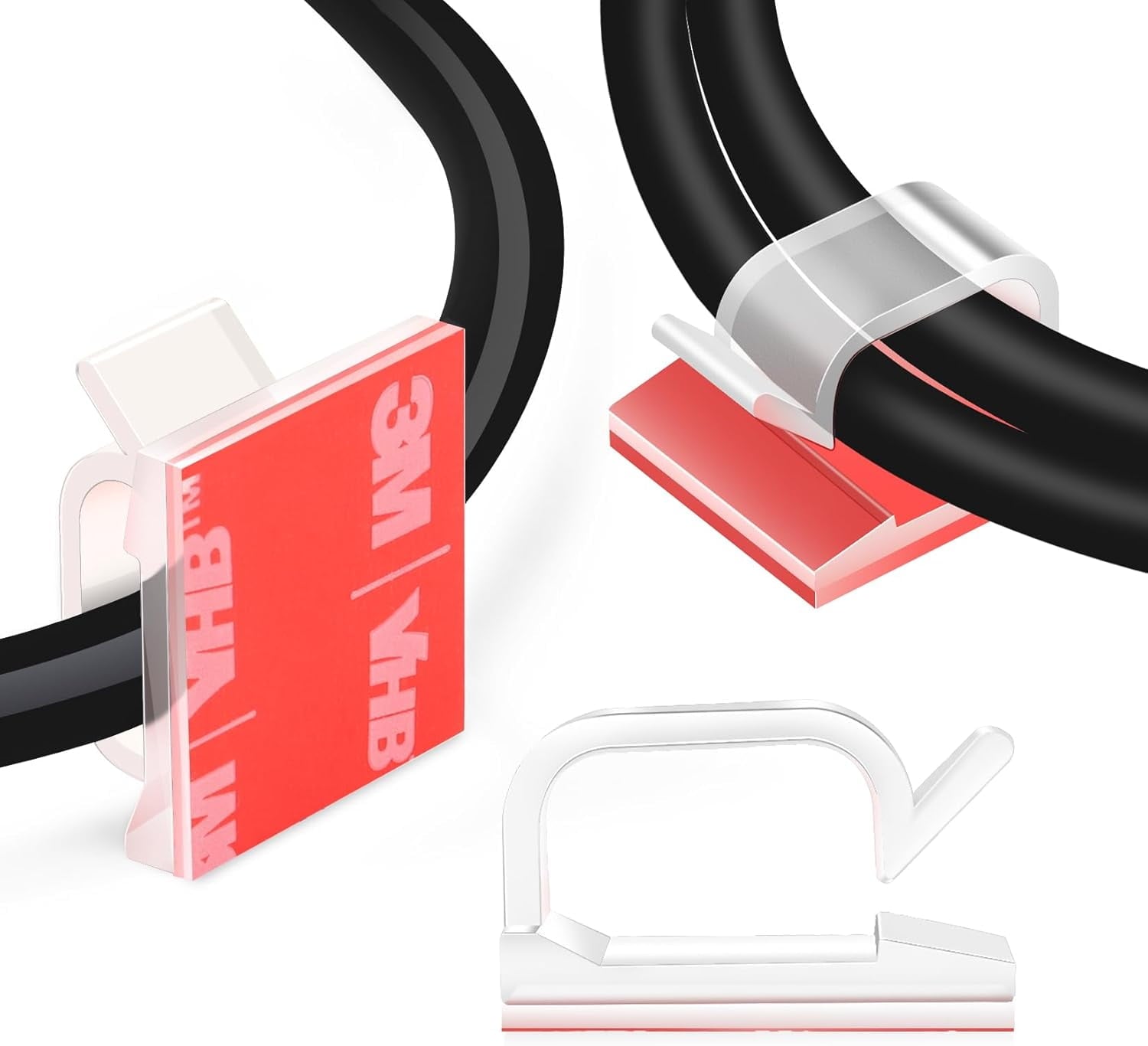 60 PCS 3/4” Adhesive Cable Wire Clips Clear, Cable Staples Outdoor Cable Management Wire Organizer Cord Holder for Un...