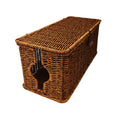 Cable Management Box,Desk Handwoven Rattan Cord Hider Cable Organizer Box with Lid Button Lock for Desk Cord Hider Ou...