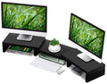 Tavr Dual Monitor Stand Riser Office Desktop Organizer For 2 Monitors  Adjustable Length And Angle 3 Shelf Extra Long Multifunctional Up To