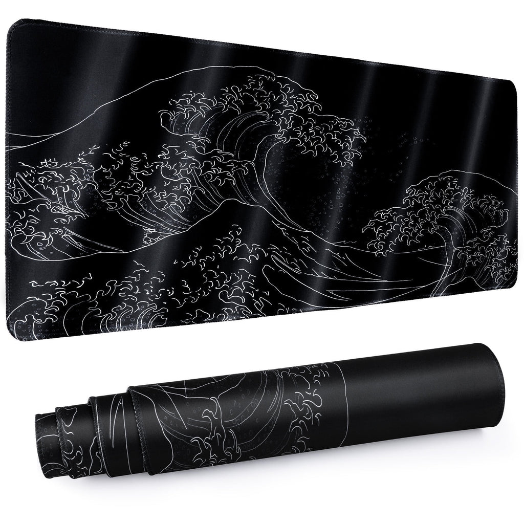 Gaming Mouse Pad with Stitched Edges,31.5" x 11.8" Extended Desk Mat Pad 3mm Thick Anti-Slip Rubber Base Keyboard Pad...