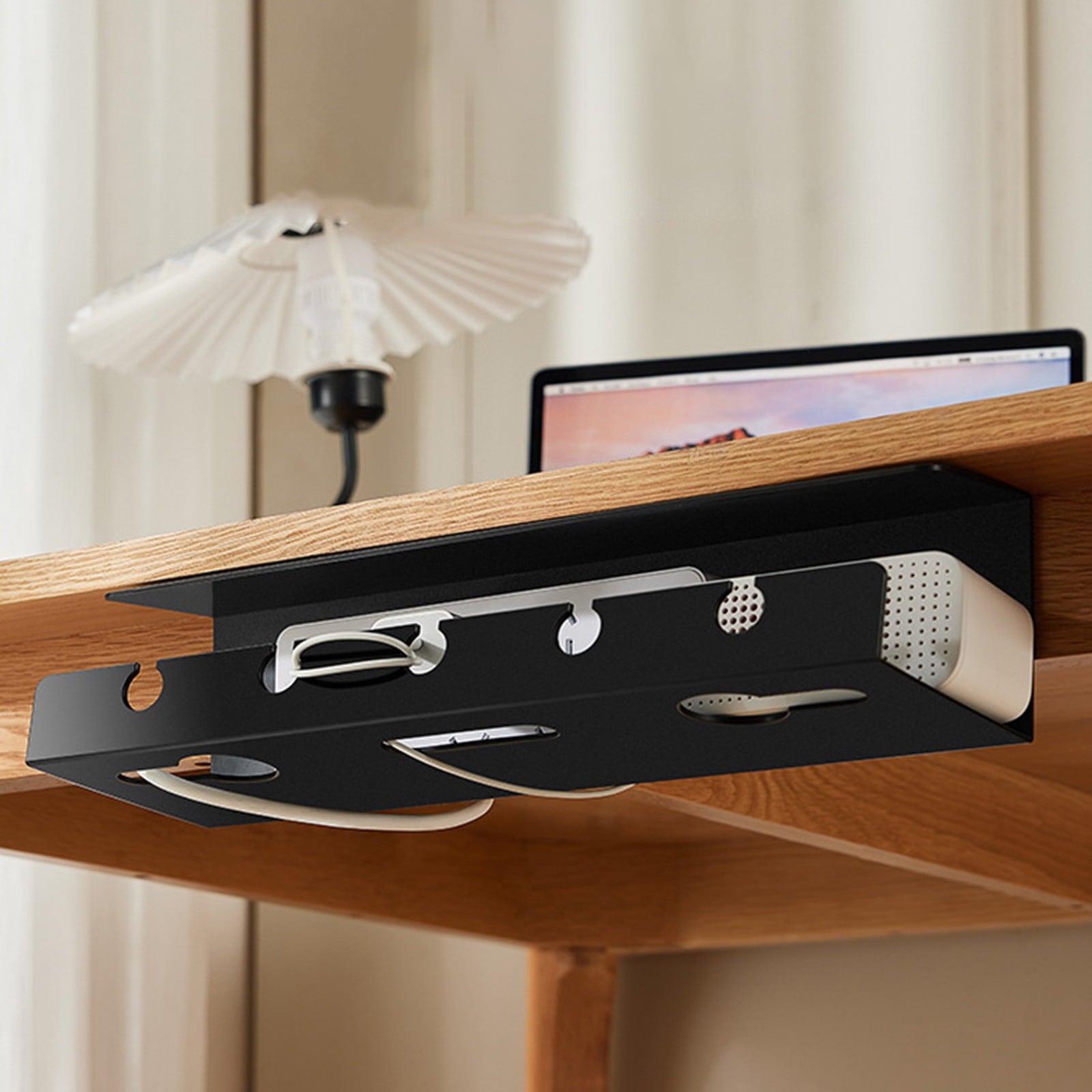 Under-desk Cable Management Rack Socket Organizer Wire Fixed Storage Slot Computer Desk Socket Fixed Punch-free Stora...