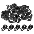 Uxcell Nylon Plastic Cable Clamps 3/4 Inch, 25 Pcs R-Type Wire Clips Clamps Fasteners for Cable Conduit Organizer Mounting, Black
