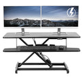 Black Electric 36" Standing Desk Monitor Riser, Dual Arm Sit Stand Tabletop