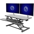 Black Height Adjustable 36" Standing Desk Monitor Riser, Sit Stand Tabletop