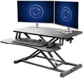 Black Height Adjustable Standing Desk Monitor Riser 32" Sit Stand Tabletop