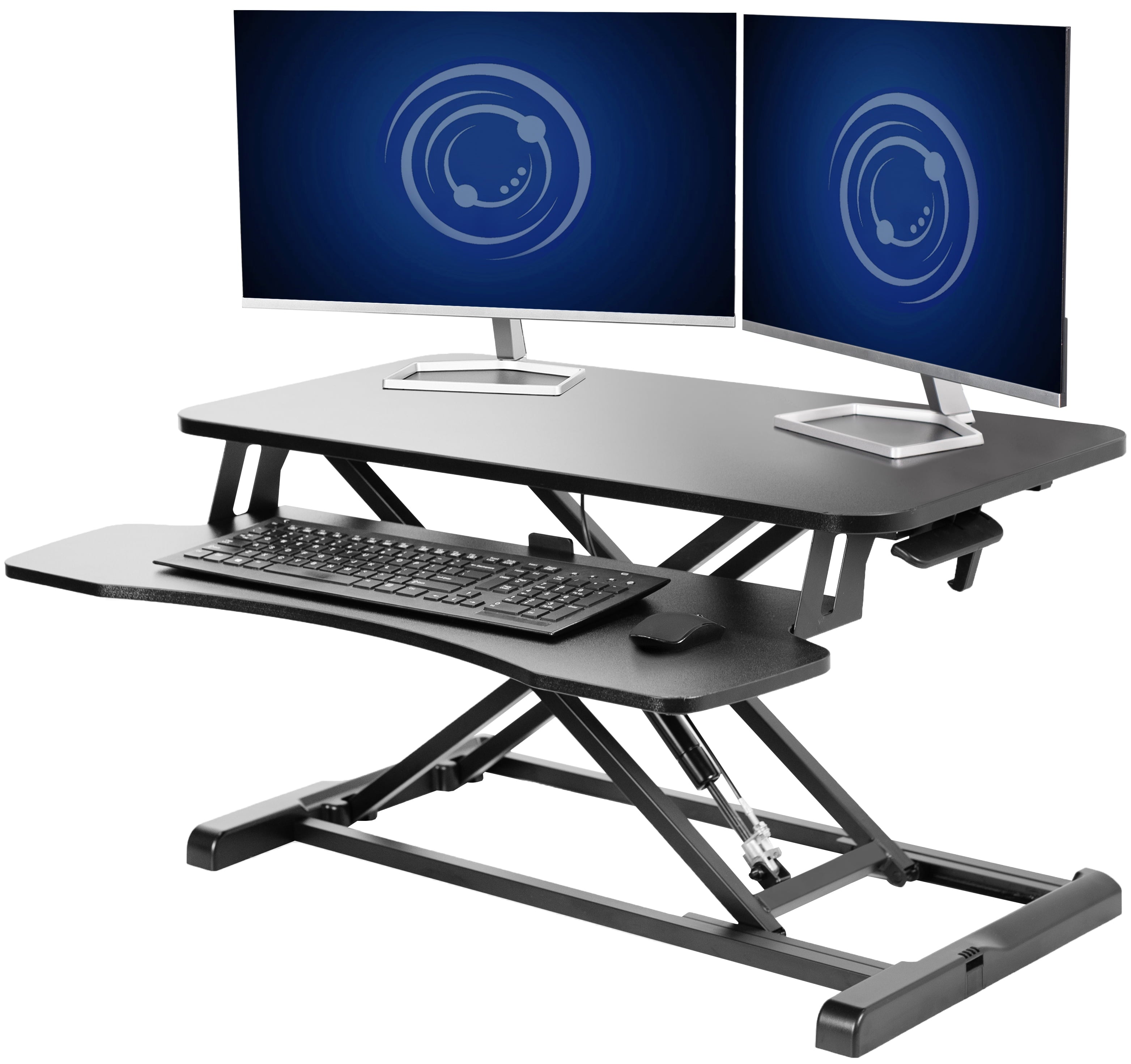 Black Height Adjustable Standing Desk Monitor Riser 32" Sit Stand Tabletop