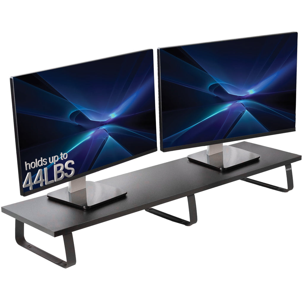 VIVO Black Wood 39" Wide Desktop Stand Ergonomic TV Monitor Riser Desk Organizer