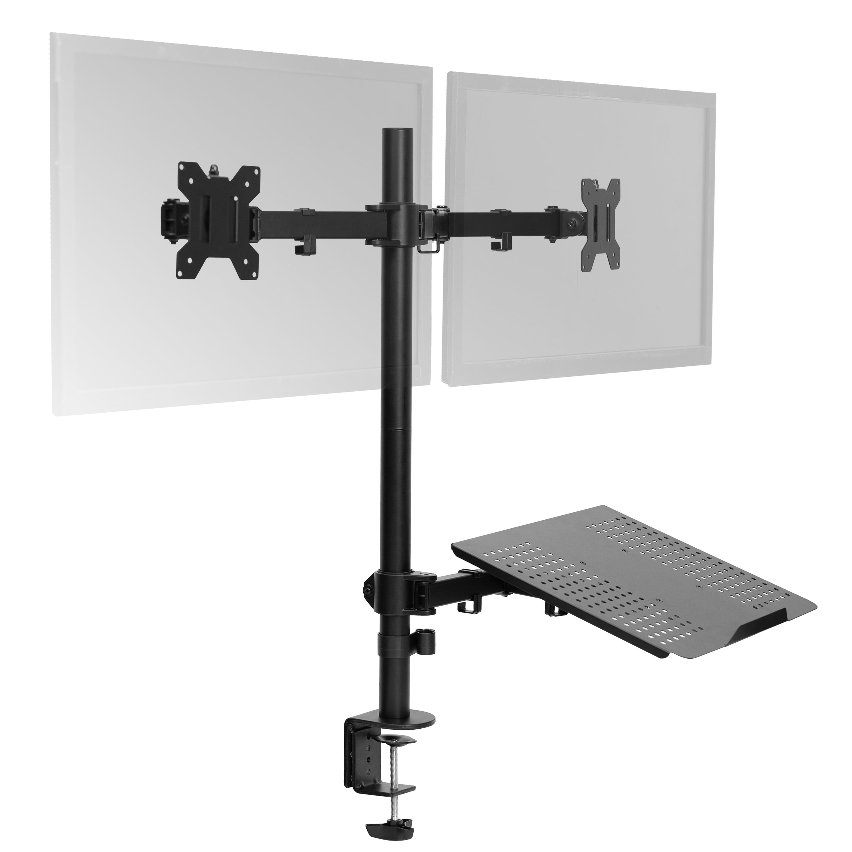 Dual 13" to 27" Monitor Mount with Laptop Holder, Tall Adjustable Stand