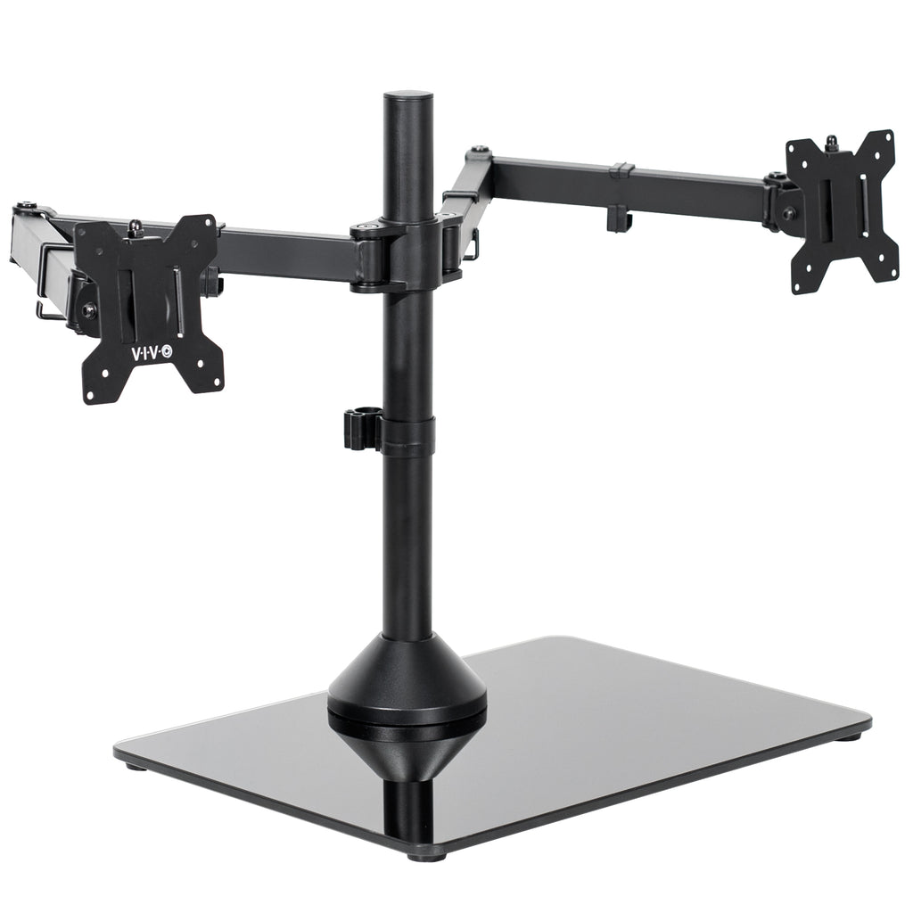 Dual Computer Monitor Mount with Glass Base for 2 Ultrawides up to 38"