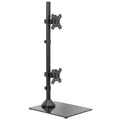 Dual Monitor Vertical Stand, Glass Base, Fits 2 Ultrawide Screens up to 34"