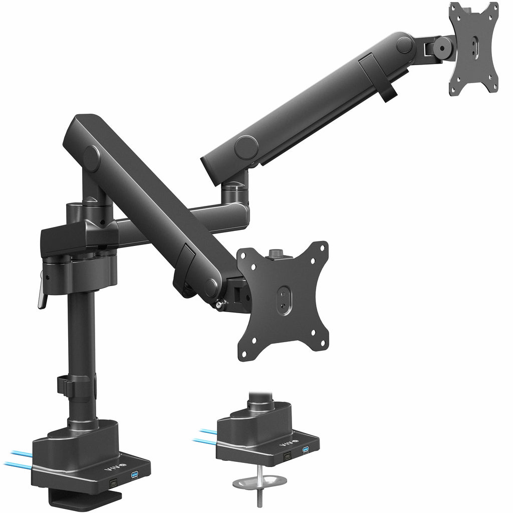 Premium Aluminum Full Motion Dual Monitor Arm Desk Mount Stand w/ USB Ports