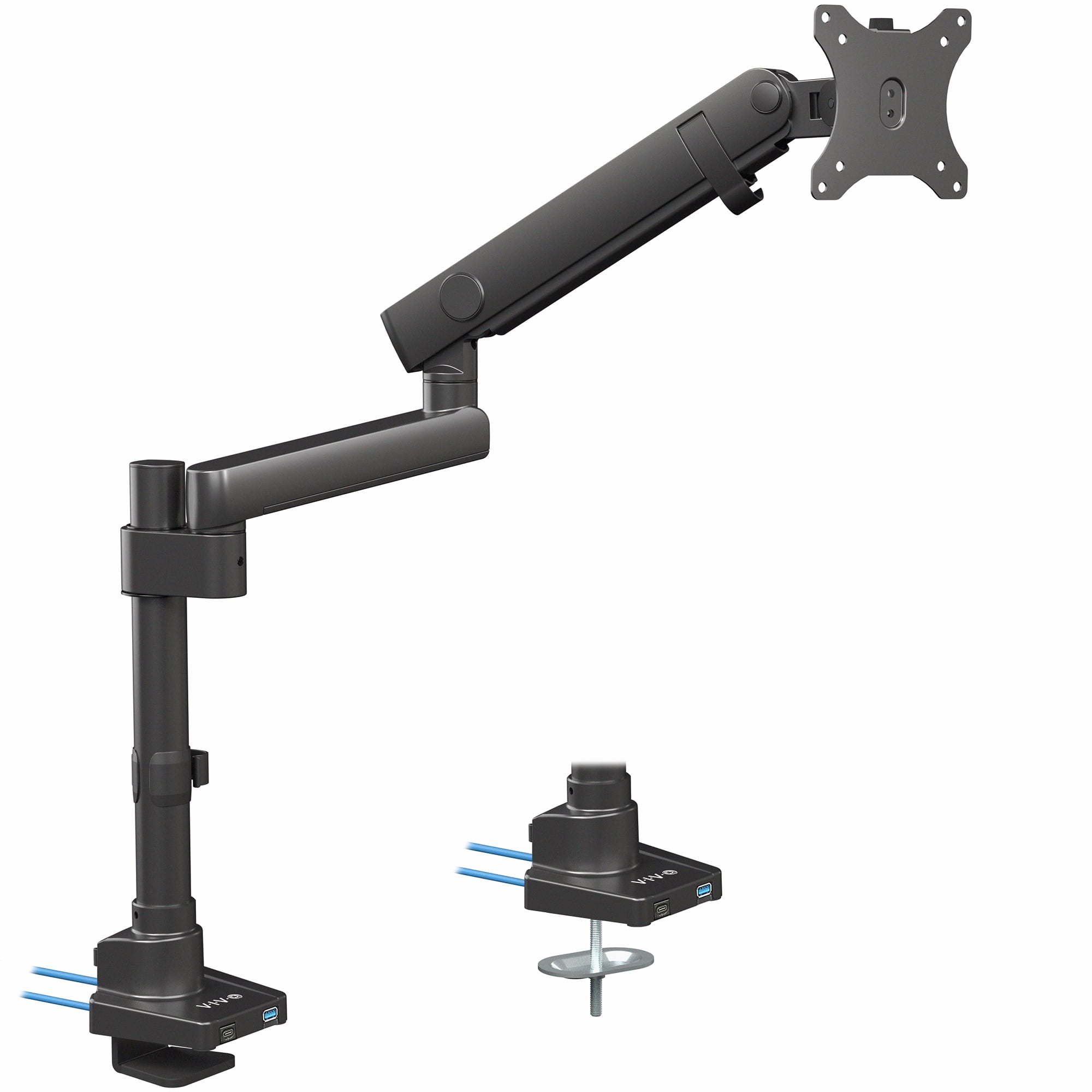 Premium Aluminum Single Monitor Arm Desk Mount Stand with USB Ports