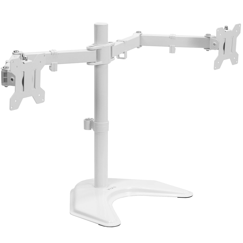 White Dual Monitor Articulating Desk Stand Mount, Fits Up to 32" Screens