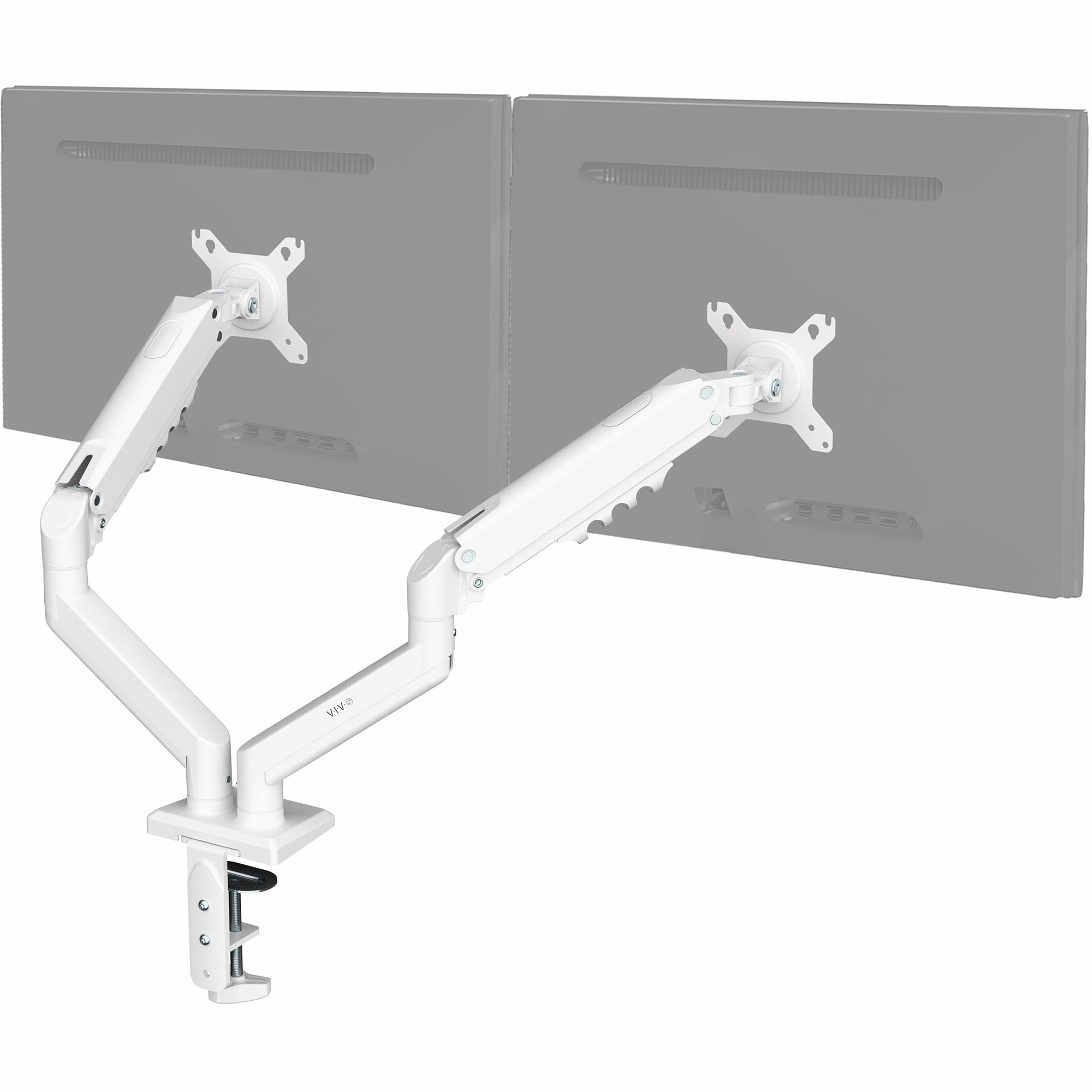 White Dual 13" to 30" Computer Monitor Counterbalance Desk Mount Stand