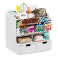 Tall Organizer Plastic Desk Organizer for Office,Pencil Holder Organizer for Home Desk Storage Organizer with Drawers