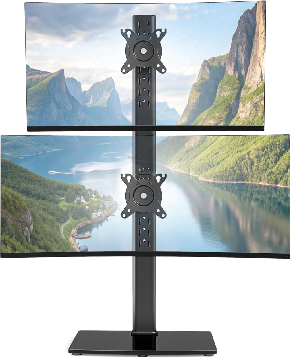 Vertical Dual Monitor Stand for 1734 Inch Screens, Stacked Monitor Mount with 33.3" Pole & 12 Height Settings, Freest...
