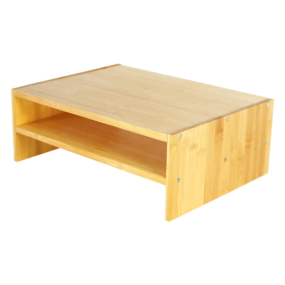2-Tier Bamboo Monitor Riser Stand Desk Laptop Stand for Workstation Home Office Computer Laptop Printer Stand Natural...
