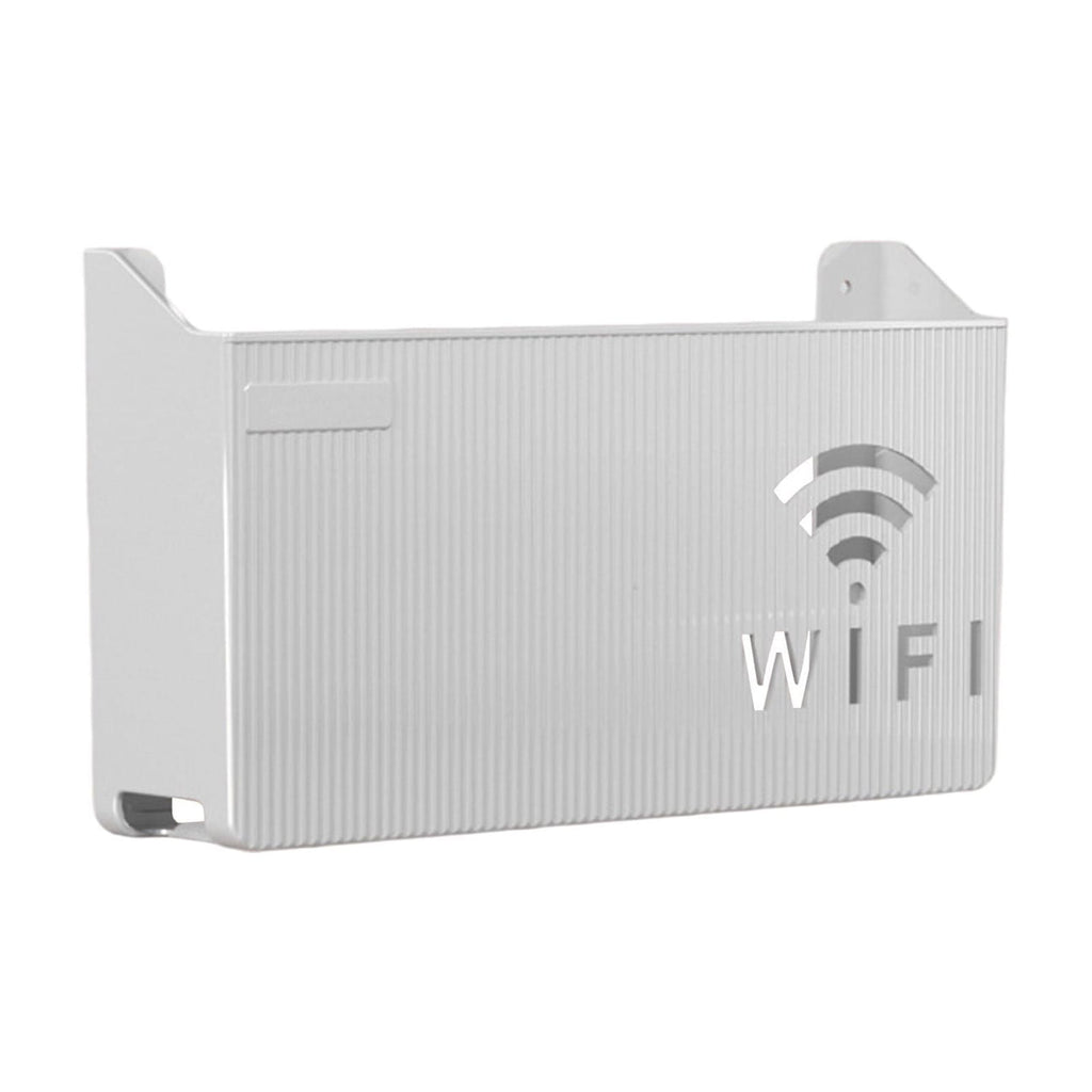Wall Mount Router Shelf Organizer with Cable Management, No Drilling Wall Mounted Storage Box Holder for WiFi Modem, Home Office Desk Organi