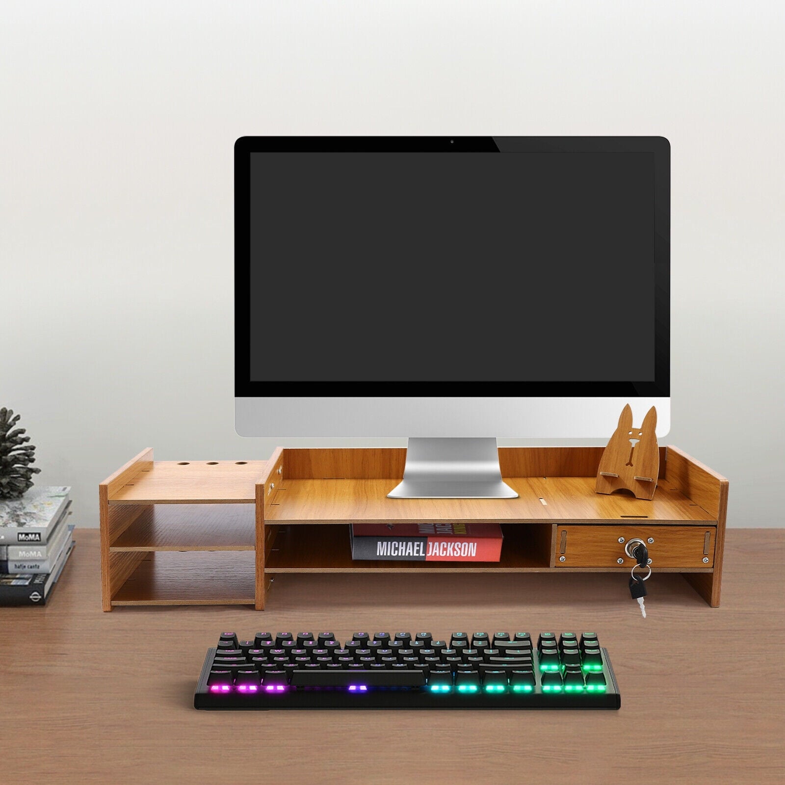 Riser Computer Desk Storage Shelf Organizer Holder Drawer