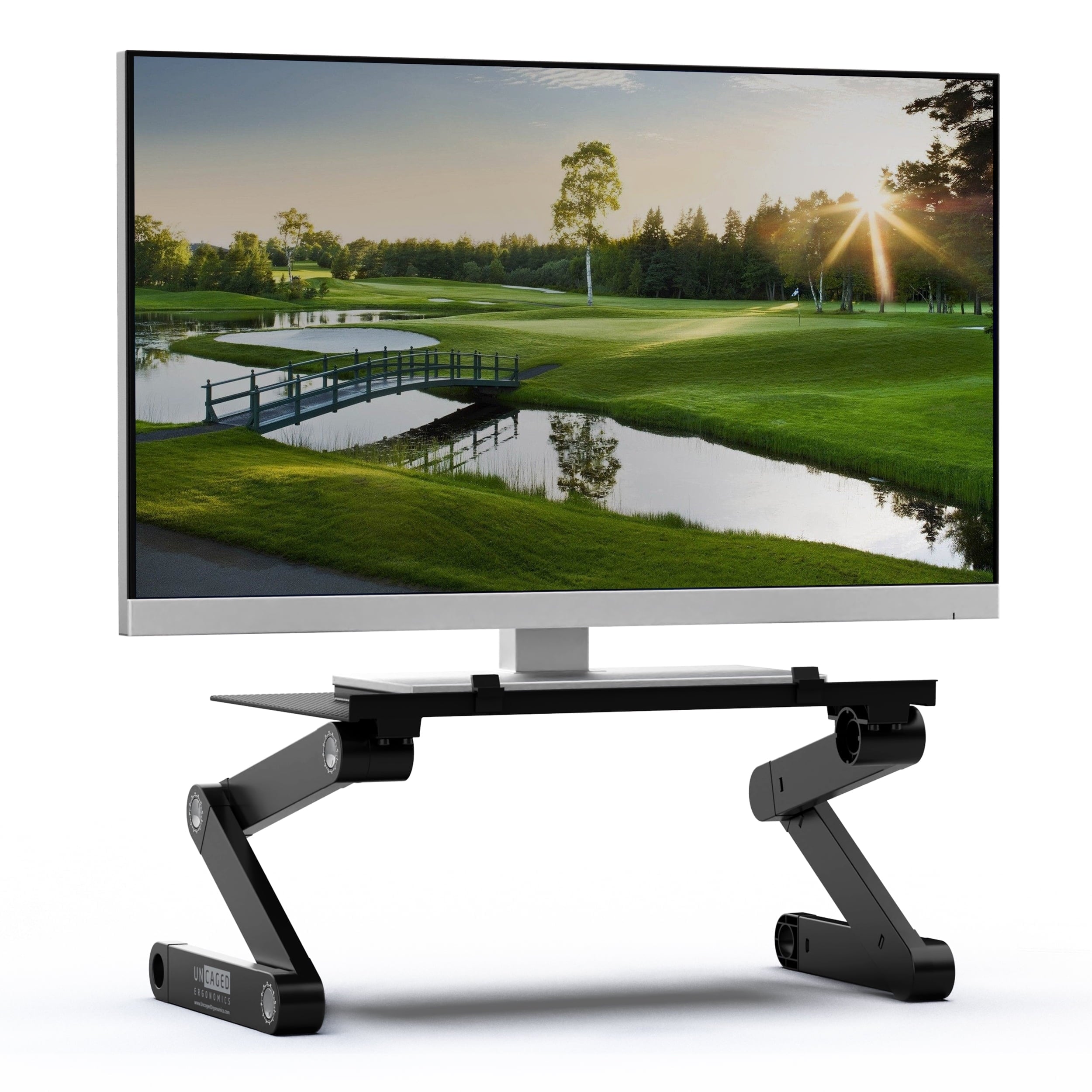 Adjustable Monitor Stand for Desk Height Adjustable Aluminum Computer Monitor Riser with Open-Bottom Organizer