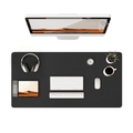 Leather Desk Pad Protector, Large PU Mouse Pad, Waterproof Office Desk Mat, Non-Slip Desk Blotter Pad with Strap, Wri...