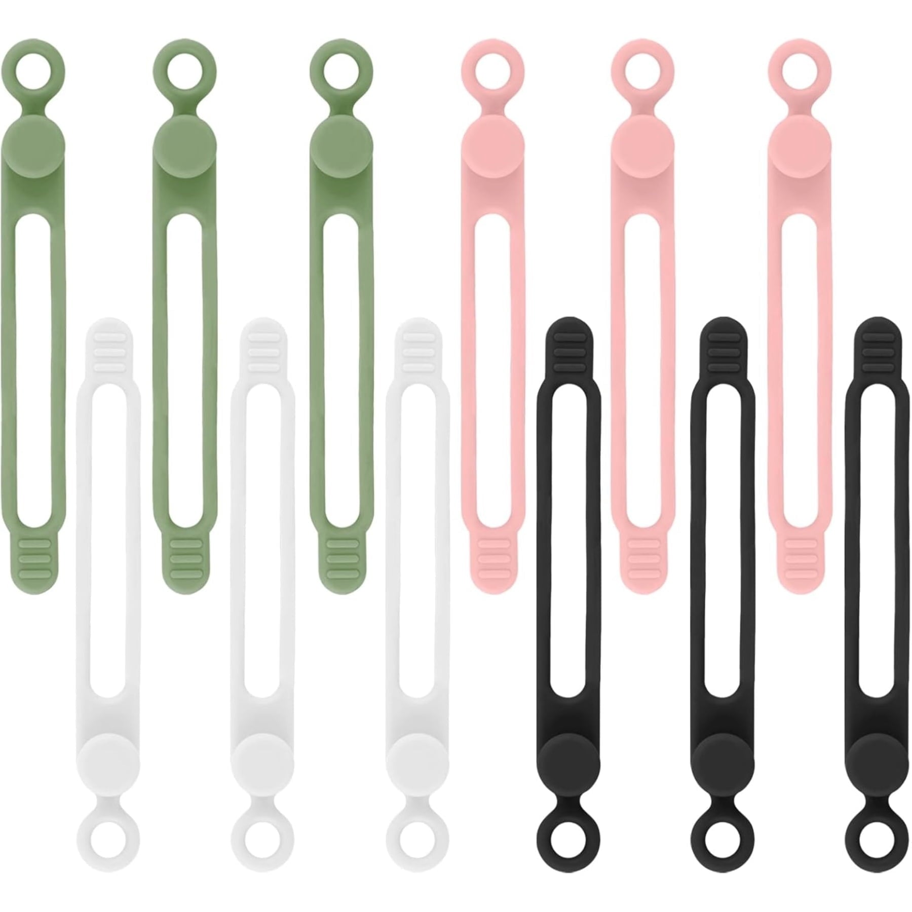 Silicone Cable Ties, 24-Pack Reusable Cable Organizers, Multi-Color Cord Straps for Wires, Chargers, Home and Office ...