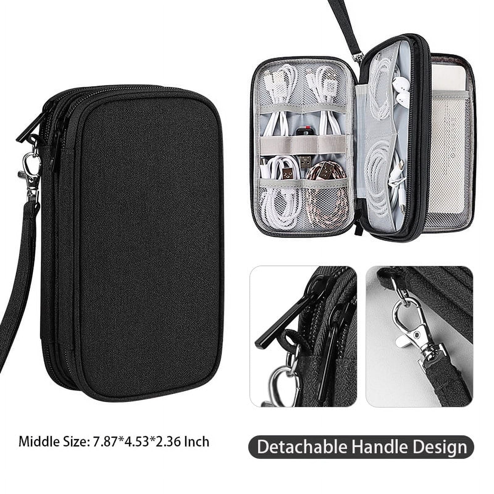 Black Travel Cable Organizer Bag Electronic Organizer Pouch Bag Electronic for Cable, Cord, Charger Accessories Doubl...