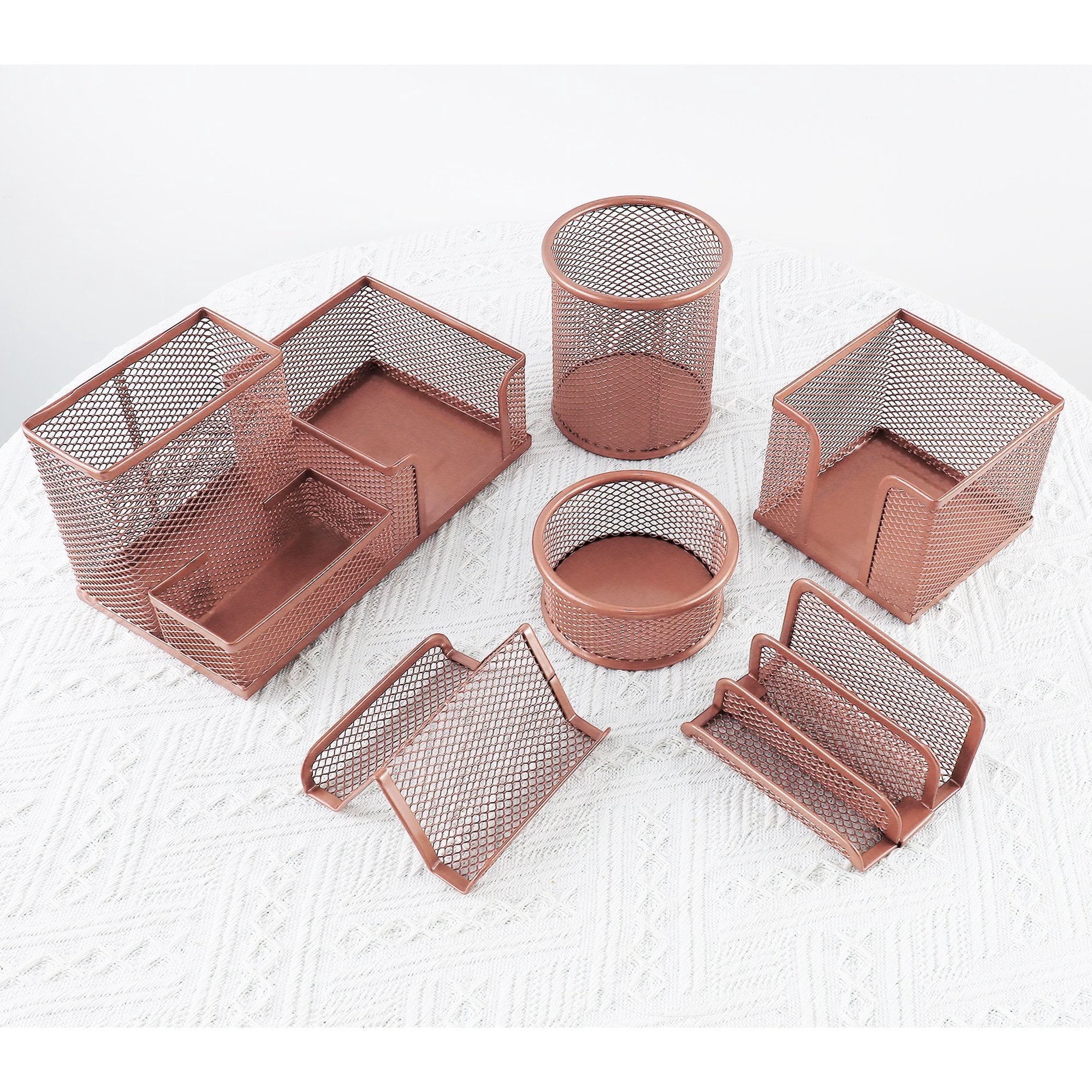 Yapicoco Desk Organizer Set Office Supplies Caddy, Desk Accessories Set Includes Pen Pencil Cup Holder, Pen Organizer, Mail Organizer, Stick