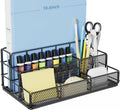 Black Desk Organizer, Mesh Office Supplies Desk Accessories, Features 7 Compartments - Black