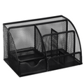 ZOUYUE Mesh Office Supplies Desk Organizer Caddy, 6 Compartments, Black