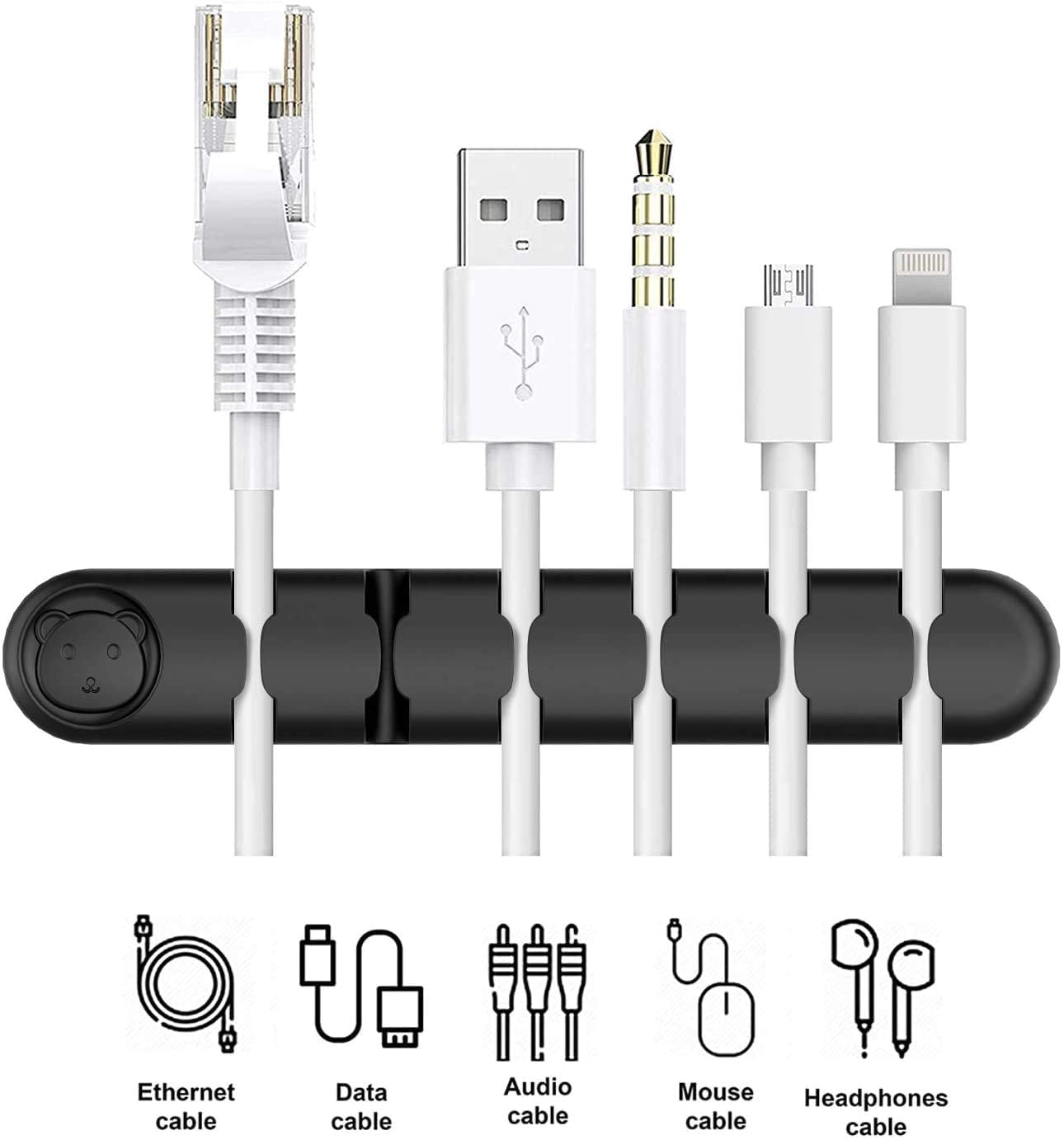 Organizer Desktop, 2 Pieces (6 Slots) Tie Holder Management, Silicone Adhesive Storage For Charger Wires/Computer/Mou... - Image 4