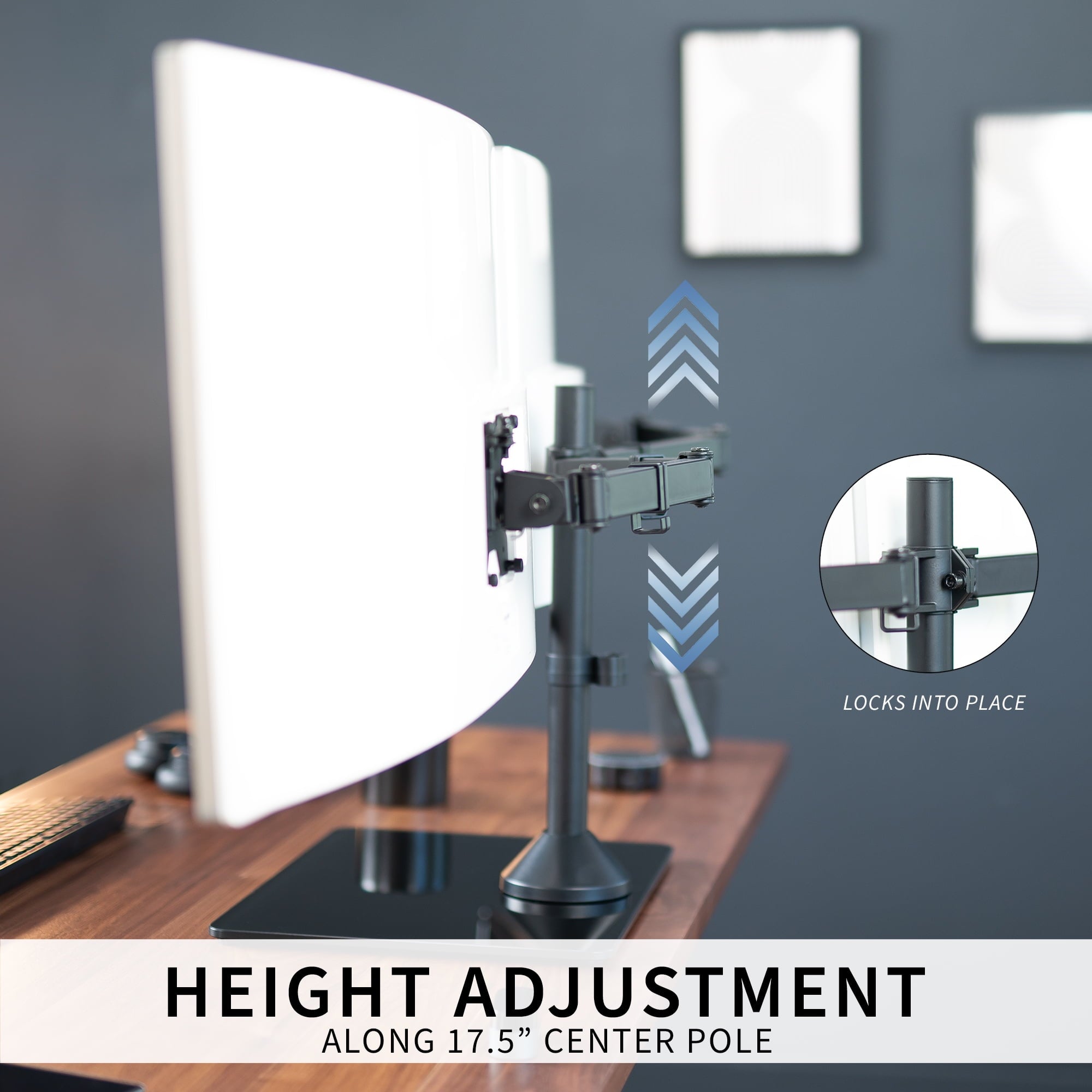 Dual Computer Monitor Mount with Glass Base for 2 Ultrawides up to 38" - Image 4