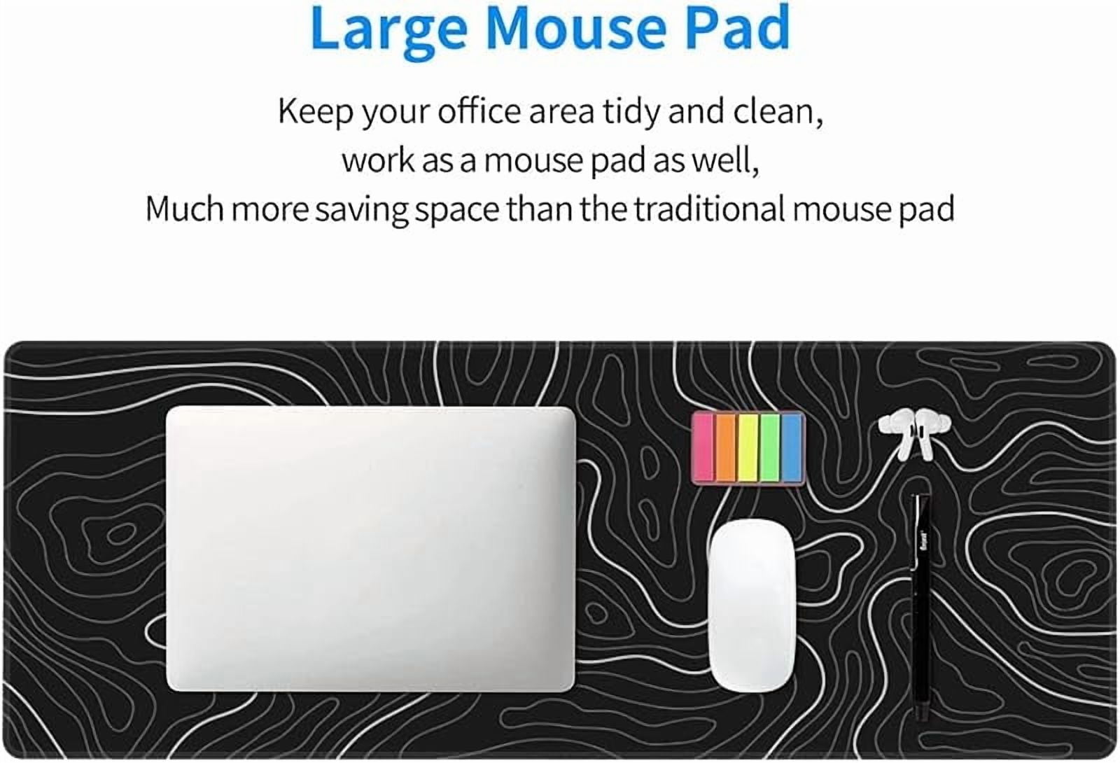 White Grey Black Gaming Mouse Pad Long Mouse Pad Large Desk Mat 31.5 X 11.8 Inch Mousepad with Non-Slip Base Stitched... - Image 5