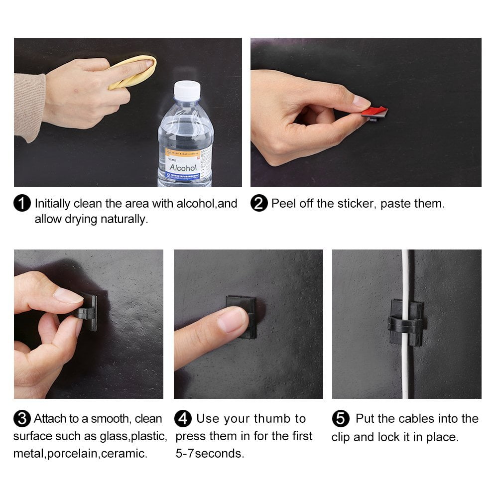 with Strong Self-Adhesive, Wire Car Organizer Wire Management Drop Clamp Wire Cord Tie Holder for Car, Office and Home - Image 3