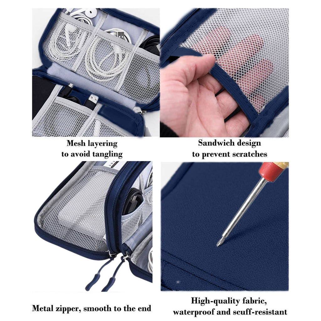 Electronics Organizer, Double Layer Travel Cable Organizer Cord Storage Bag, Tech Accessories Cord Storage Bag, for C... - Image 4