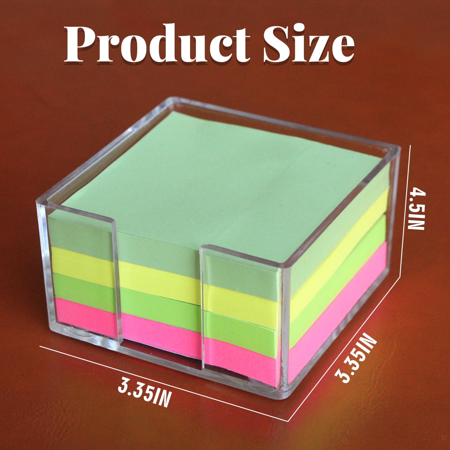 Style-Carry Acrylic Sticky Note Holder with 4 Pads Sticky Notes, 3 x 3 inch Clear Notepads Dispenser for Office Desk Organizer and Accessori - Image 2