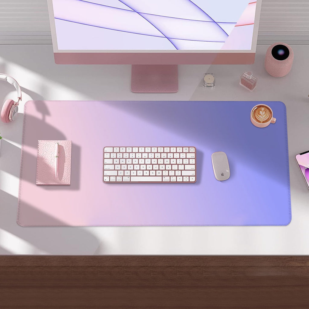 Large Desk Mat, Non-Slip Rubber Desk Pad Mat Protector for Mouse and Keyboard, Pink Purple Gradient Mousepad with Sti... - Image 6
