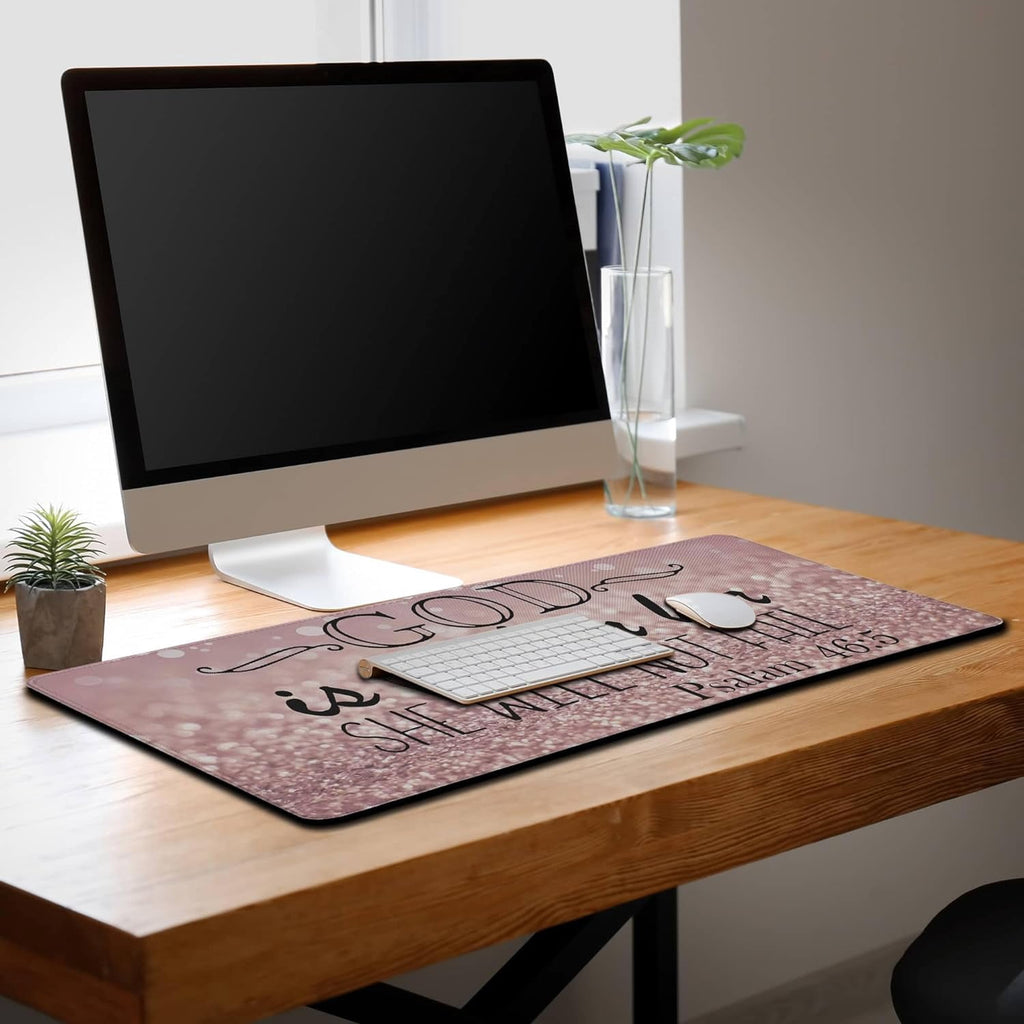 Gaming Mouse Pad Pink Desk Pad, XXL Mouse Pads Desk Decor for Girls Keyboard Pad, Oversized Mouse Pad Non-Slip Rubber... - Image 5