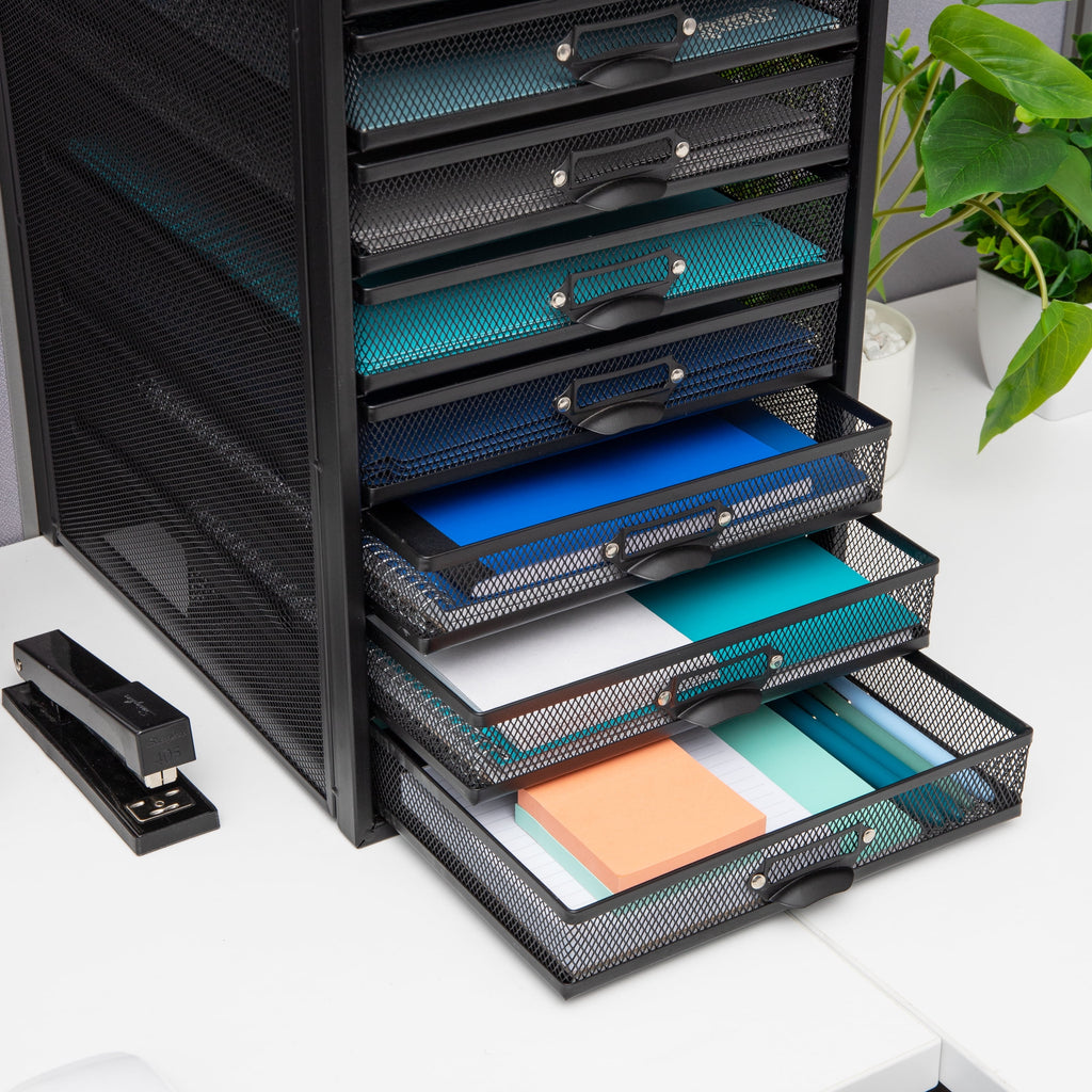 File Storage Drawers, Desk Organizer, Multi-Purpose, 10.75"L x 14"W x 21.25"H, Black - Image 4
