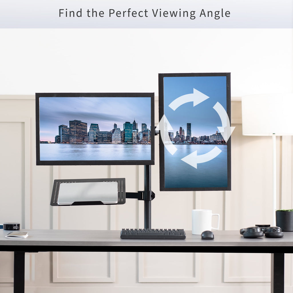 Dual 13" to 27" Monitor Mount with Laptop Holder, Tall Adjustable Stand - Image 4