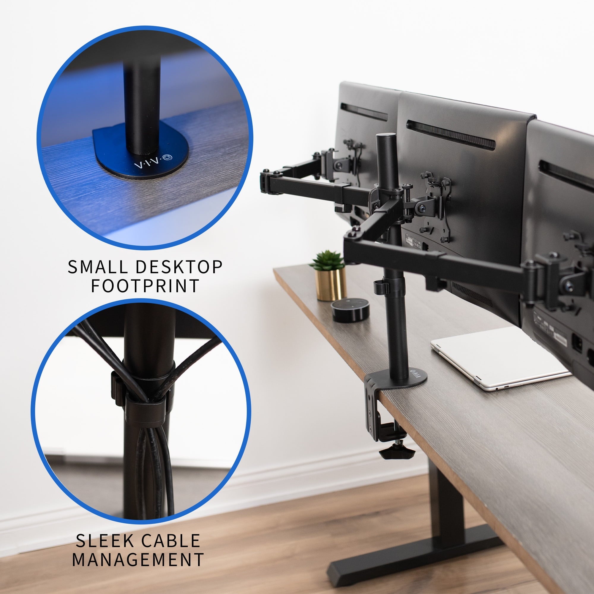 Triple Monitor Adjustable Mount Articulating Stand for 3 Screens up to 24" - Image 4