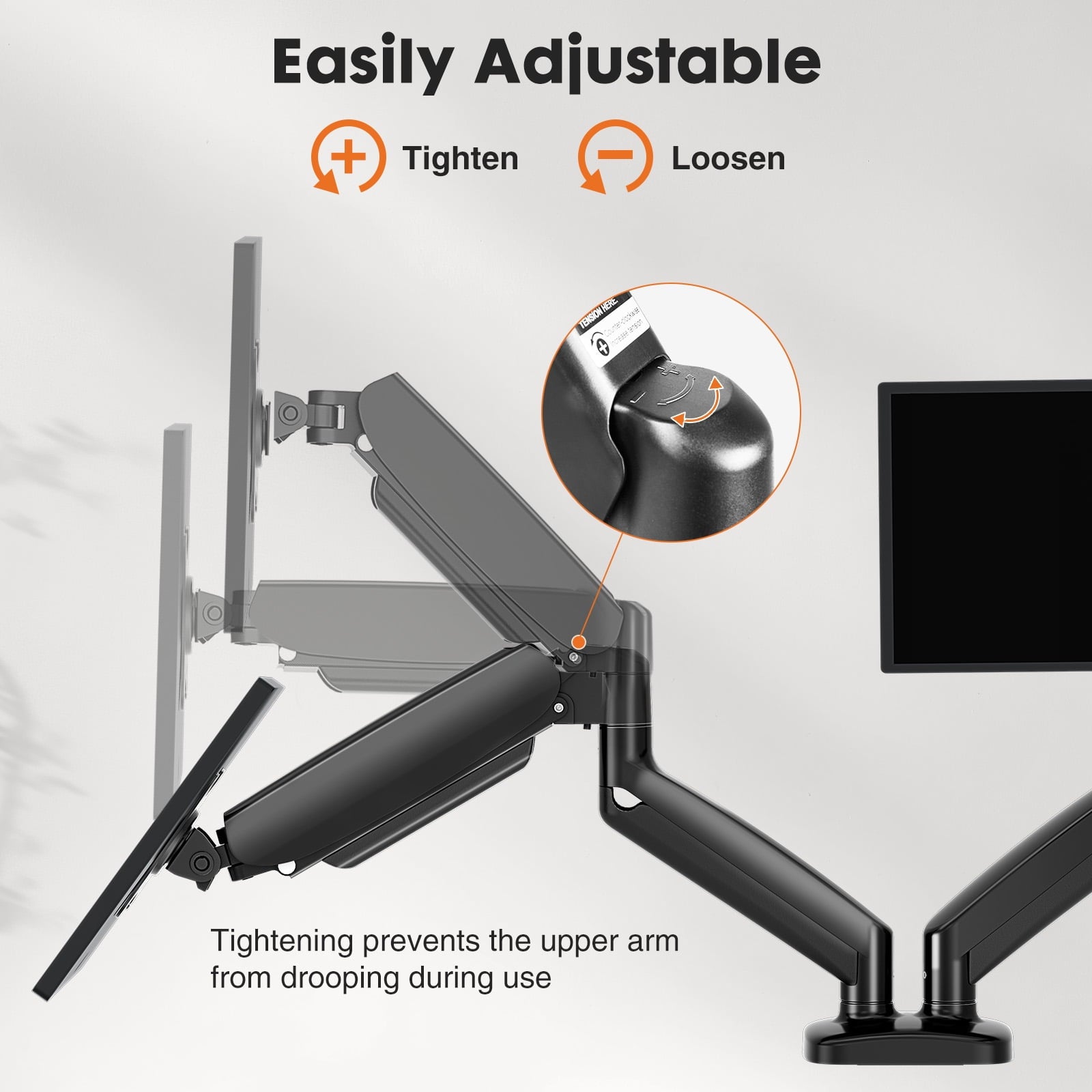 EDX  Dual Monitor Stand, Adjustable Spring Desk Mount for 13-32 inch Computer Screens and Holds up to 17.6lbs - Image 4