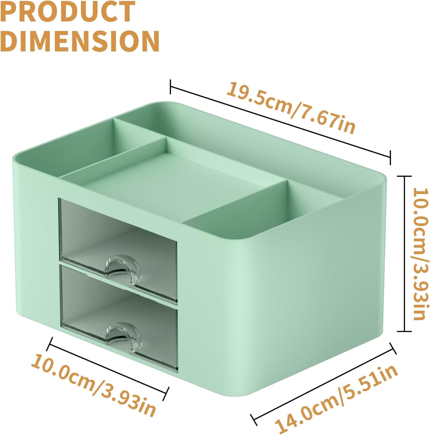 with 2 Drawer, Multi-Functional Plastic cil Holder for Desk, Desk s and Accessories with 5 Compartments (Green) - Image 3