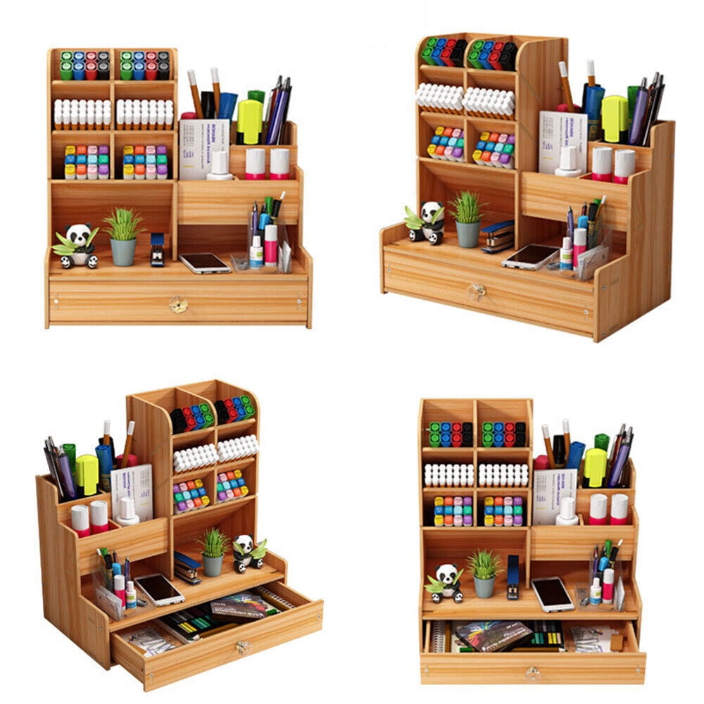 Desk Organizer with Pen Holder and 1 Drawer, Multi-Functional Pen Holder, Pen Organizer for Desk, Desktop Stationary ... - Image 6