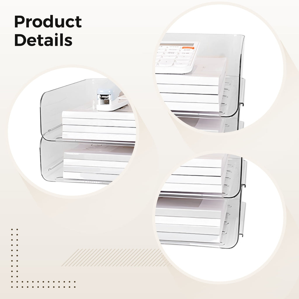 Paper Tray Organizer for Desk, 2-Tier Desktop Organizer, Transparent Acrylic Office Supplies Holder, Ideal for Office... - Image 3