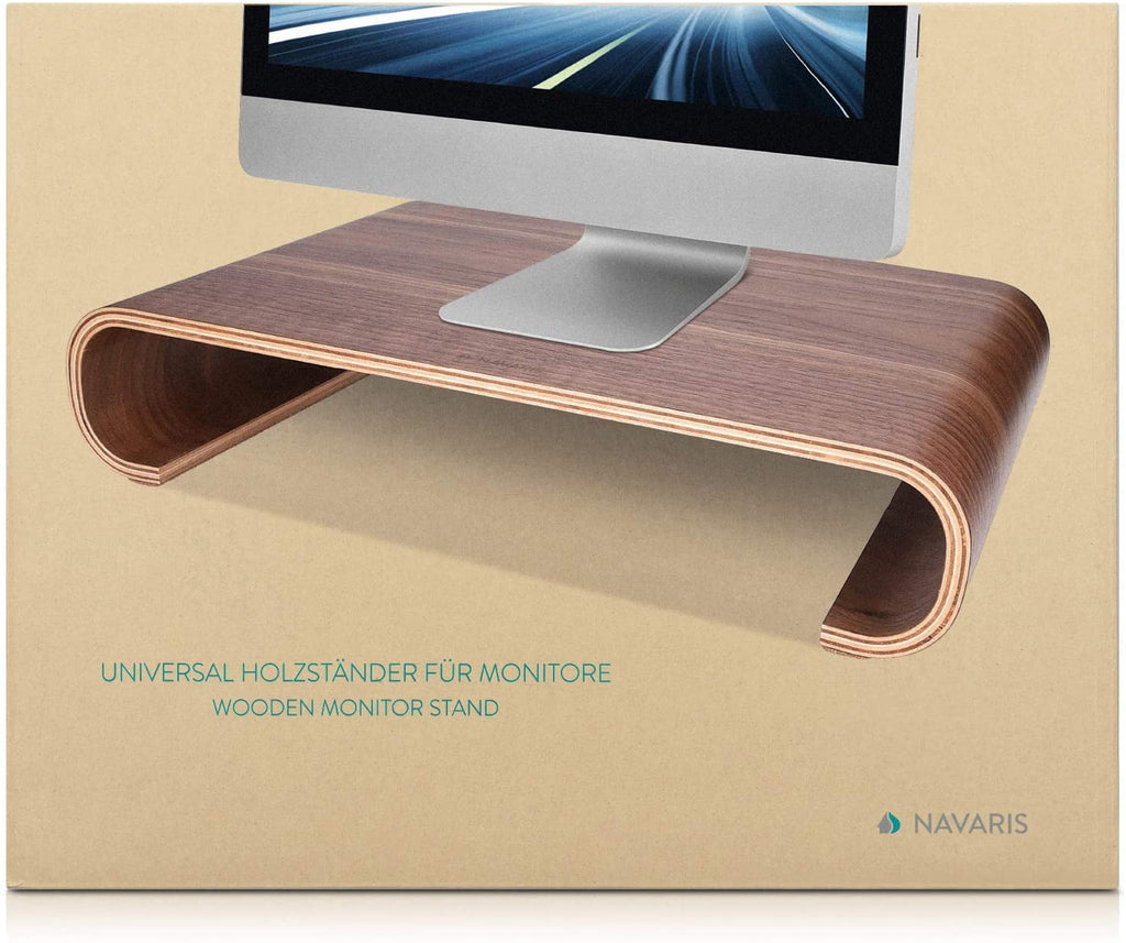 Wood Monitor Stand Riser - Computer Desk Organizer Desktop Dock Wooden Mount Display for PC TV Screen Notebook Laptop - Oak with Black Stain - Image 6