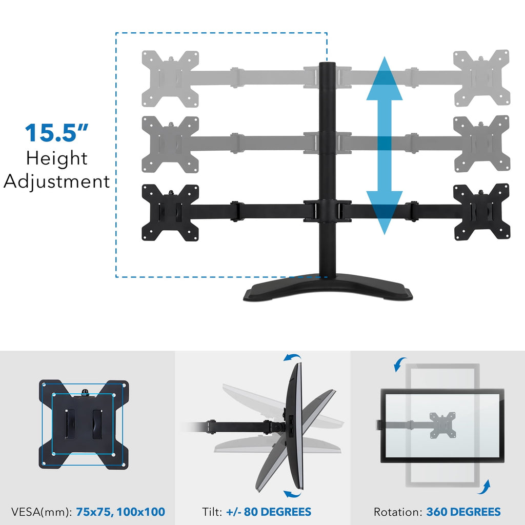 Mount-It! Dual Monitor Desk Stand | Fits 20"-32" Computer Screens | Rotate Swivel Tilt - Image 5
