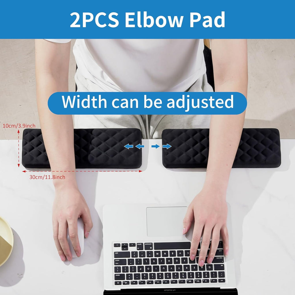 desk mat for desks, elbow support pad, non-slip, 2-piece ergonomic, for offices, black - Image 2
