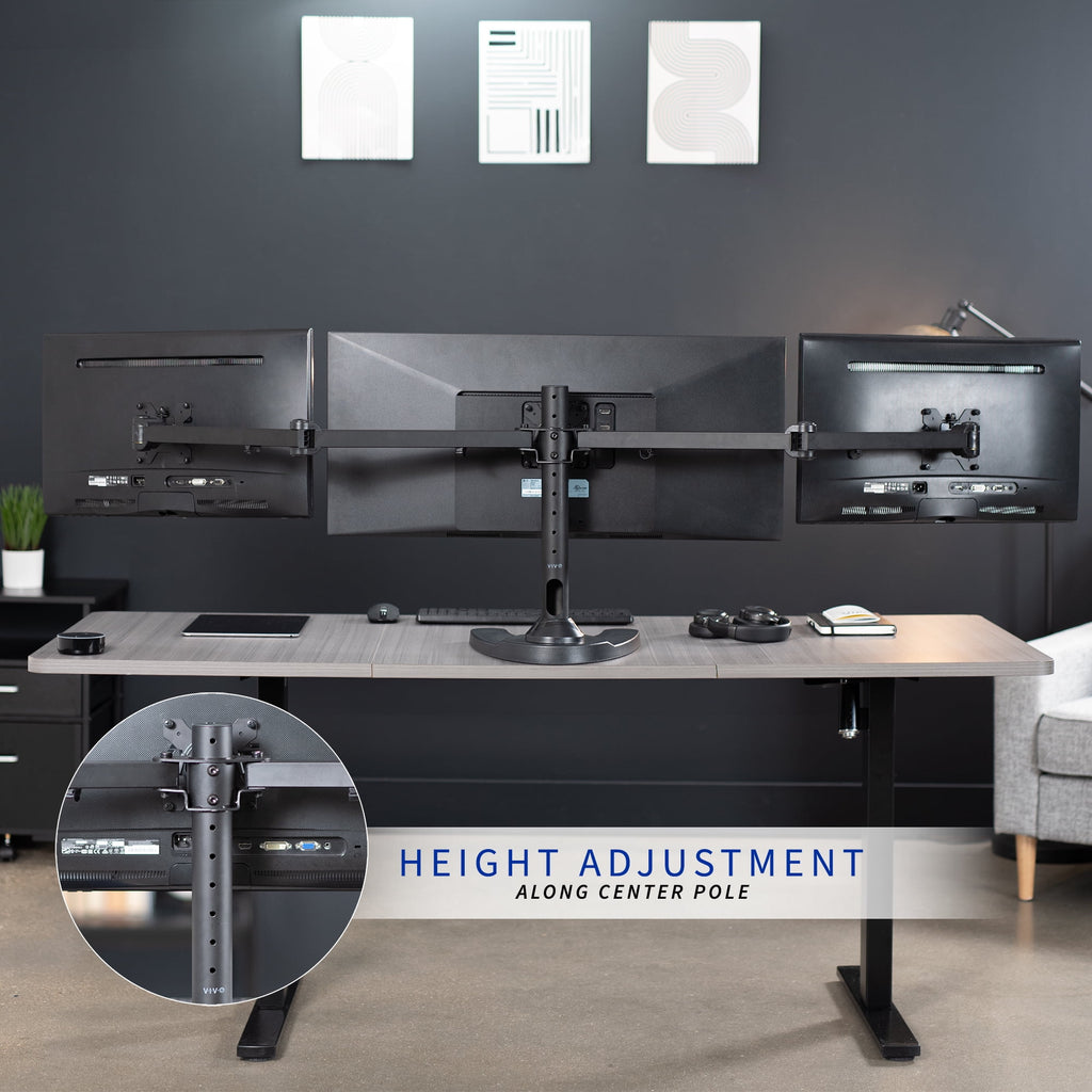 Triple Monitor Desk Stand Mount FreeStanding Adjustable 3 Screens up to 32" - Image 5